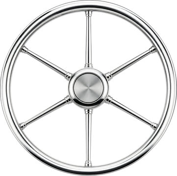Marine stainless steel boat steering wheel isolated on transparent background