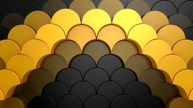Geometric Shapes Form a Wave. Abstract motion, two color, 3d rendering, 4k resolution
