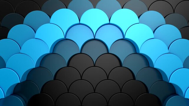 Geometric Shapes Form a Wave. Abstract motion, two color, 3d rendering, 4k resolution

