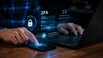 Naklejka premium Two factor authentication security concept with digital lock and smartphone code