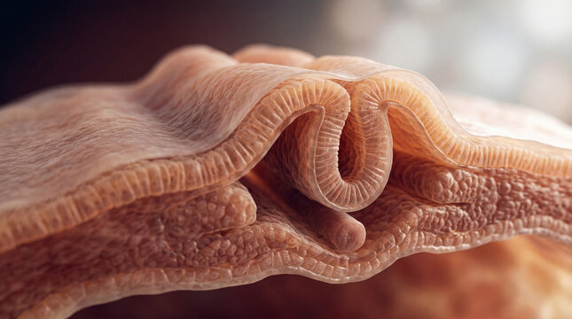 Unveiling the wondrous architecture of the small intestine lining, an intricate tapestry of villi and plicae dedicated to life's nourishment