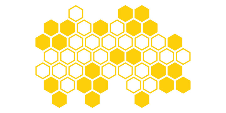 simple yellow fill and outline honeycomb pattern art for banner poster background.