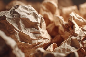 Fototapeta premium Crumpled brown paper texture background abstract