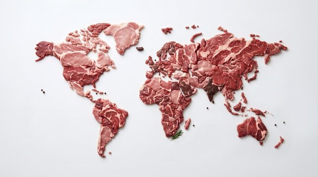 few pieces of raw meat looking like a map