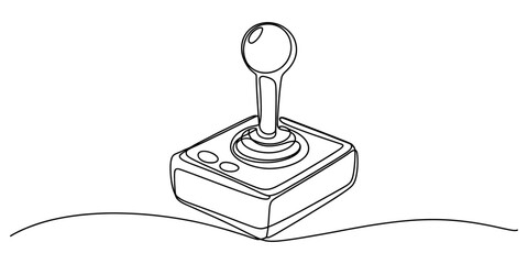 Retro video game joystick controller in a continuous line art style © Chtro