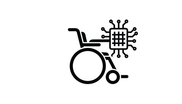 Smart wheelchair icon, vector illustration of a motorized mobility aid