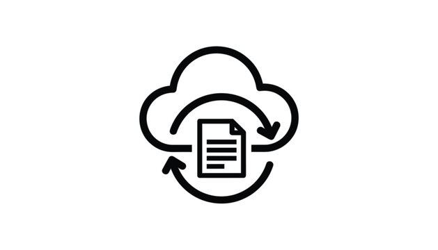 Cloud sync icon with document file symbol