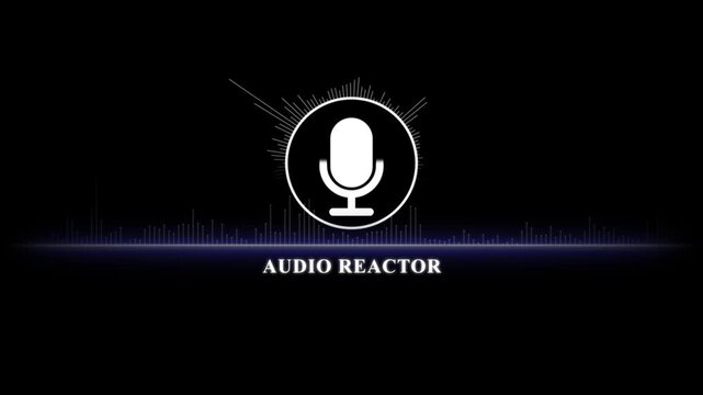 Audio reactor sound wave visualization with microphone for podcast and music production digital background