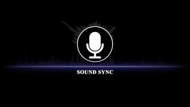 Sound sync audio waveform visualization with microphone for podcast, music production, and digital media projects