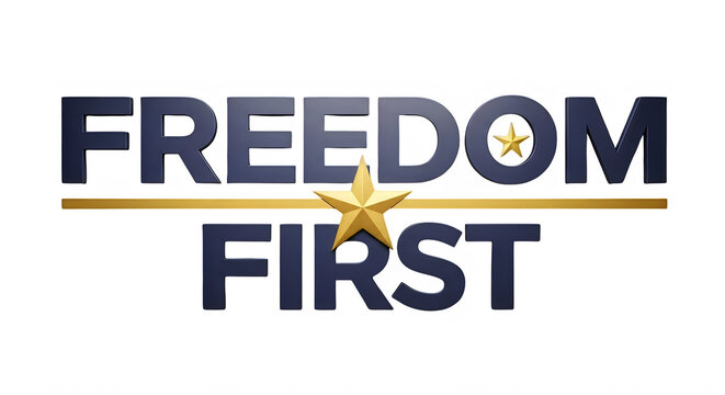 Freedom first emblem with patriotic star design