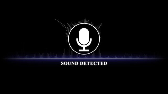 Sound detected digital interface with animated microphone and audio waveform visualization for tech projects