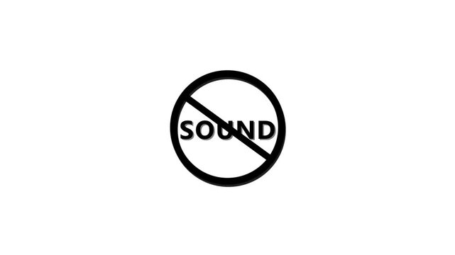 No sound animation: muted audio symbol for digital media and interface 4k audio off