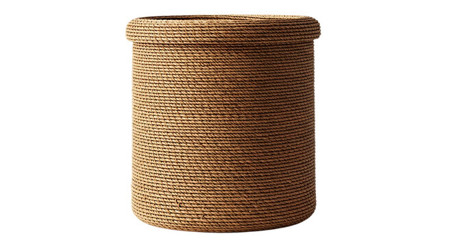 Large spool of brown rope isolated on transparent background