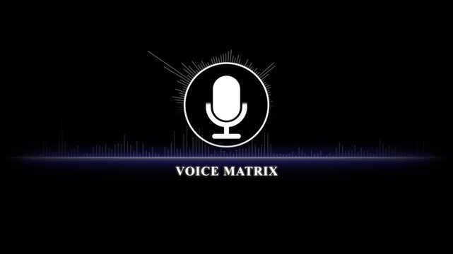 Voice matrix audio spectrum visualizer: dynamic microphone with pulsing sound wave animation for podcast branding