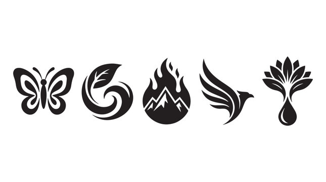 Nature Elements and Eco Friendly Vector Branding Icon Set