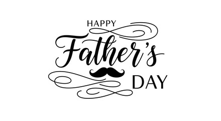 Father's Day Father's Day, Happy Father's Day, Mustache Greeting, Black Vector Illustration, Calligraphy Text Vector © MstShopna