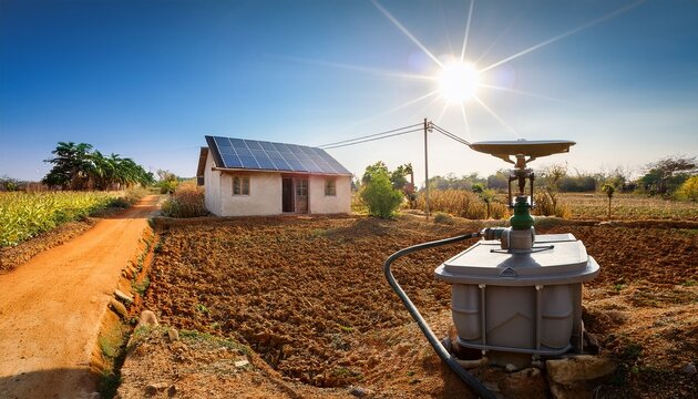 rural community with solar powered water pump