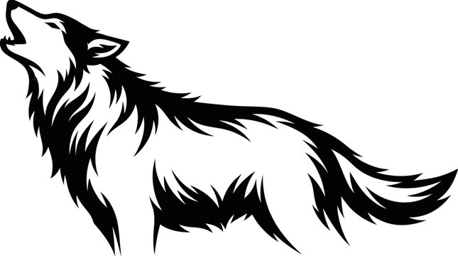 Howling Wolf Silhouette Illustration.