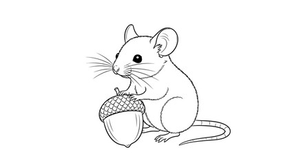Mouse holding an acorn nut. © ainul