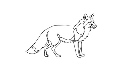 Fototapeta premium A detailed illustration of a standing wolf looking sideways in profile