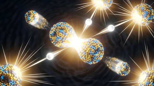 Abstract science background glowing nuclear fission atomic particle splitting quantum energy physics