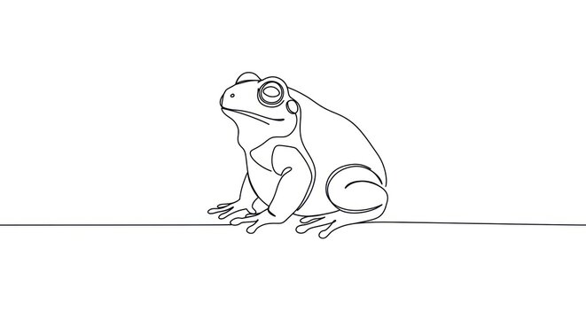 A cute frog sitting calmly on a thin line outdoors