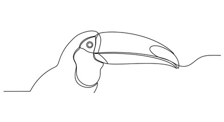 Naklejka premium A minimalist line drawing of a toucan's head and beak in profile view