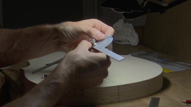 Bilbao, spain; may 21 2022: Luthier's gauge for the manufacture of musical instruments