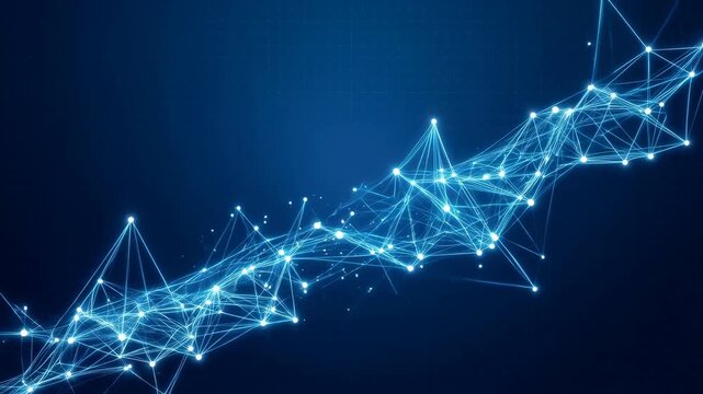 Network connection data technology digital abstract futuristic background with blue glowing innovation cyberspace, data stream polygon communication