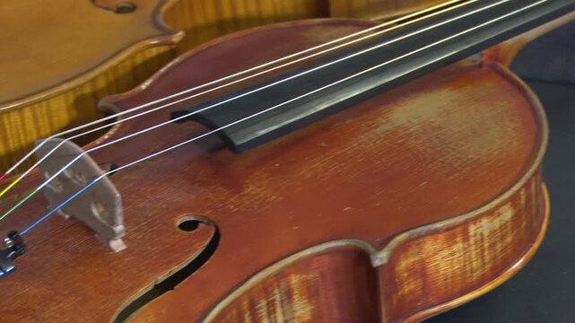 Bilbao, spain; may 21 2022: handcrafted luthier violin musical string instrument