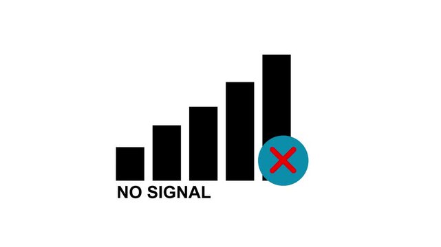 Connectivity signal lost icon animation inside red color digital disconnection communication disruption issue animation on transparent background background in 4K animation with alpha channel