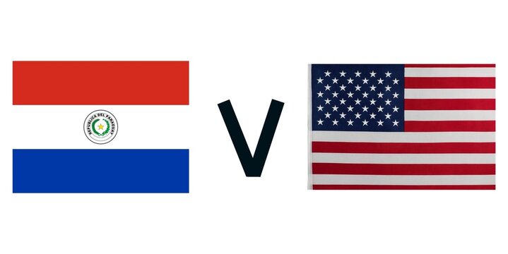 Paraguay vs united states flags comparison banner for international sports competition and match promotion.