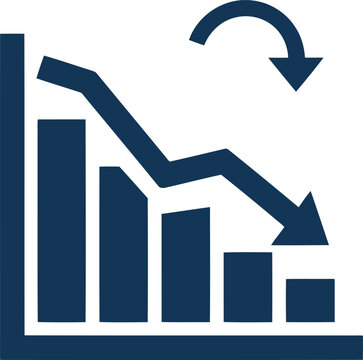Downward trend graph with declining arrow showing financial or market decrease