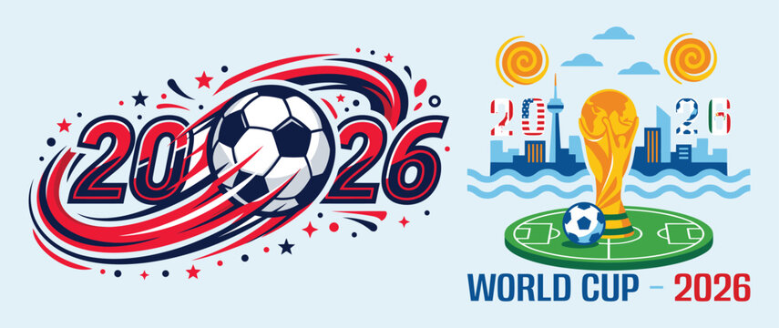 Creative vector art or illustration of Football world cup or 2026 world championship vector icon Design