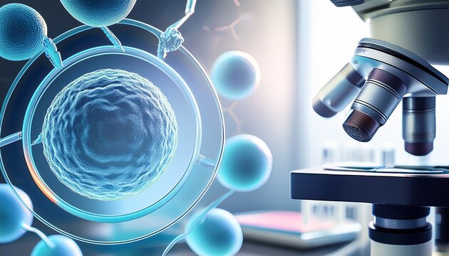 vitro fertilization concept dna embryo cell laboratory fertility technology medical science genetic microscope with calm