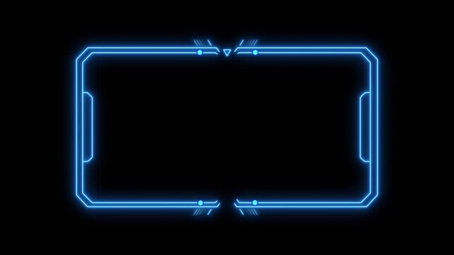 Neon blue hud digital frame overlay for sci-fi ui and gaming interfaces