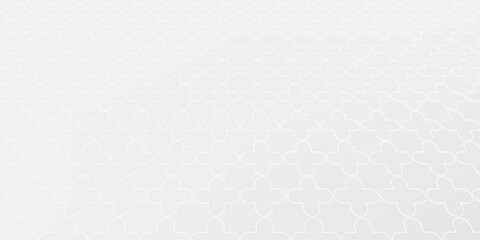 White and grey Islamic geometric pattern background. Minimalist Arabic ornament vector for Ramadan, Eid, and luxury greeting card backdrop. © Arina Color
