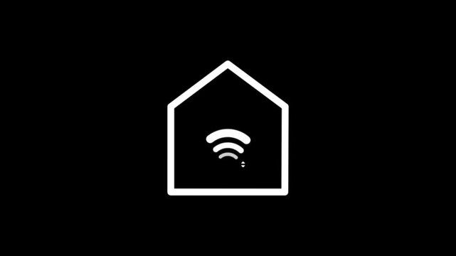 Minimalist black and white wi fi signal symbol glowing in dark background modern technology