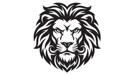 Lion head emblem logo with tribal mane lines and fierce modern tattoo style for sports and gaming branding © Farjana