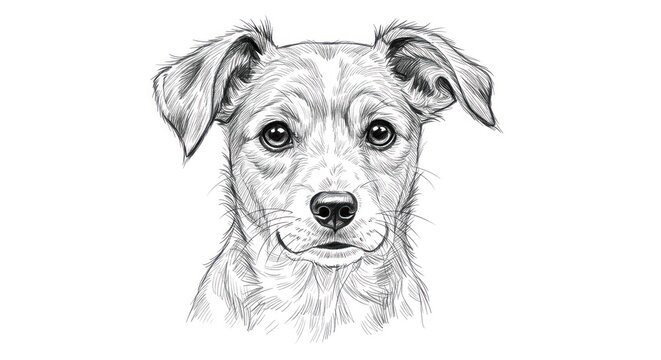 A detailed illustration of a dog's face with floppy ears and big eyes.