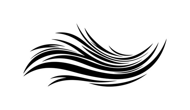Abstract black wave, swirling lines, dynamic motion graphics element, vector design
