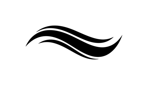Minimalist black wave swoosh vector, elegant flowing curved lines icon, abstract dynamic motion graphic element for corporate branding and logo design