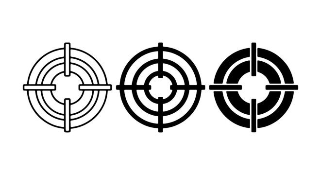 Target Reticle Icons, Crosshair Symbols, Aiming Sight Graphics, Precision Focus Vector Set
