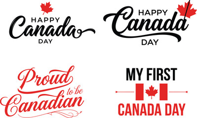 Diverse Canada Day greetings with festive typography and maple leaves © MOSTMONIAKTER