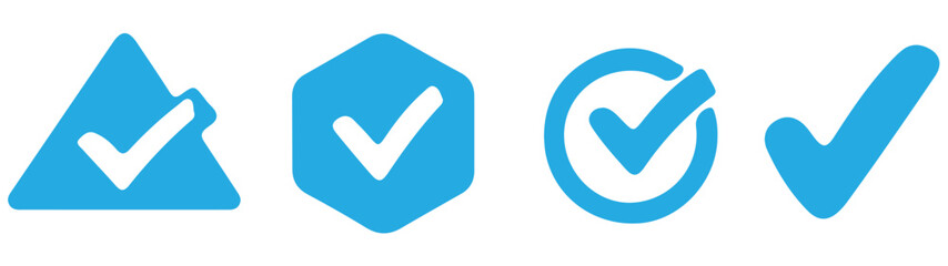 Verified badge icon tick symbol vector approved check mark icon. Blue green checkmark icons - Certificate badge Quality certify icon  © HIKE STUDIO 9