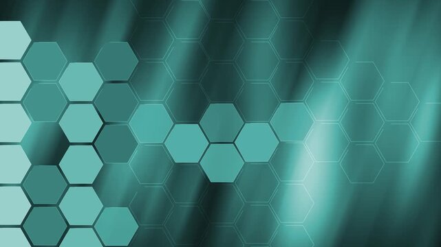 Abstract hexagonal tech background animation, Hexagonal pattern over diagonal light streaks, modern technology background