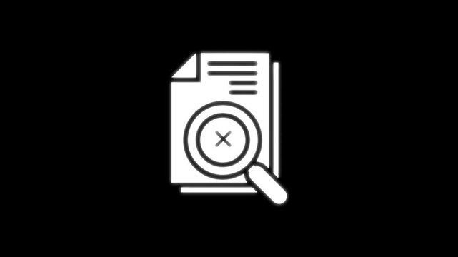 Document audit and error detection animation on black background