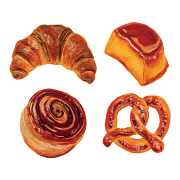 Delicious hand painted realistic desserts set