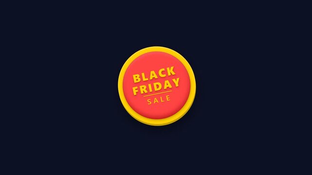 Red and yellow circular button with Black Friday Sale text