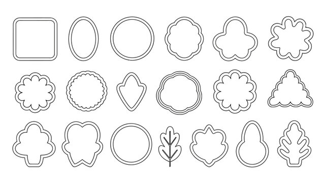 cookie cutter shapes collection line art style on a white background
